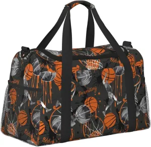 Basketballs Players Duffle Bag Foldable Travel Tote Bag Carry On Large Weekender Overnight Bags Waterproof Gym Bag For Women Men