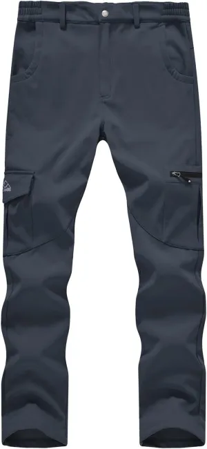 BASUDAM Men's Cargo Work Pants Snow Waterproof Softshell Winter Fleece Lined Insulated Outdoor Mountain with 6 Pockets