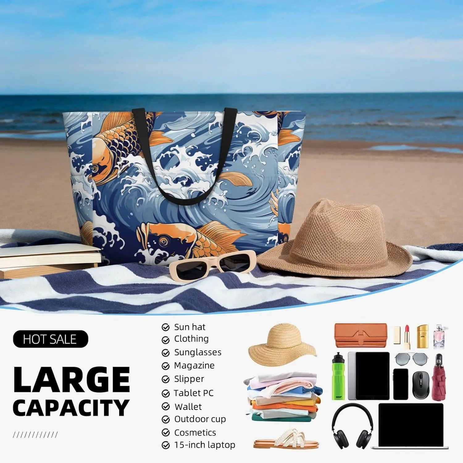 Beach Tote Bag for Women Oversized Travel Weekender Bags Sport Soccer Waterproof Pool Bag Beach Accessories