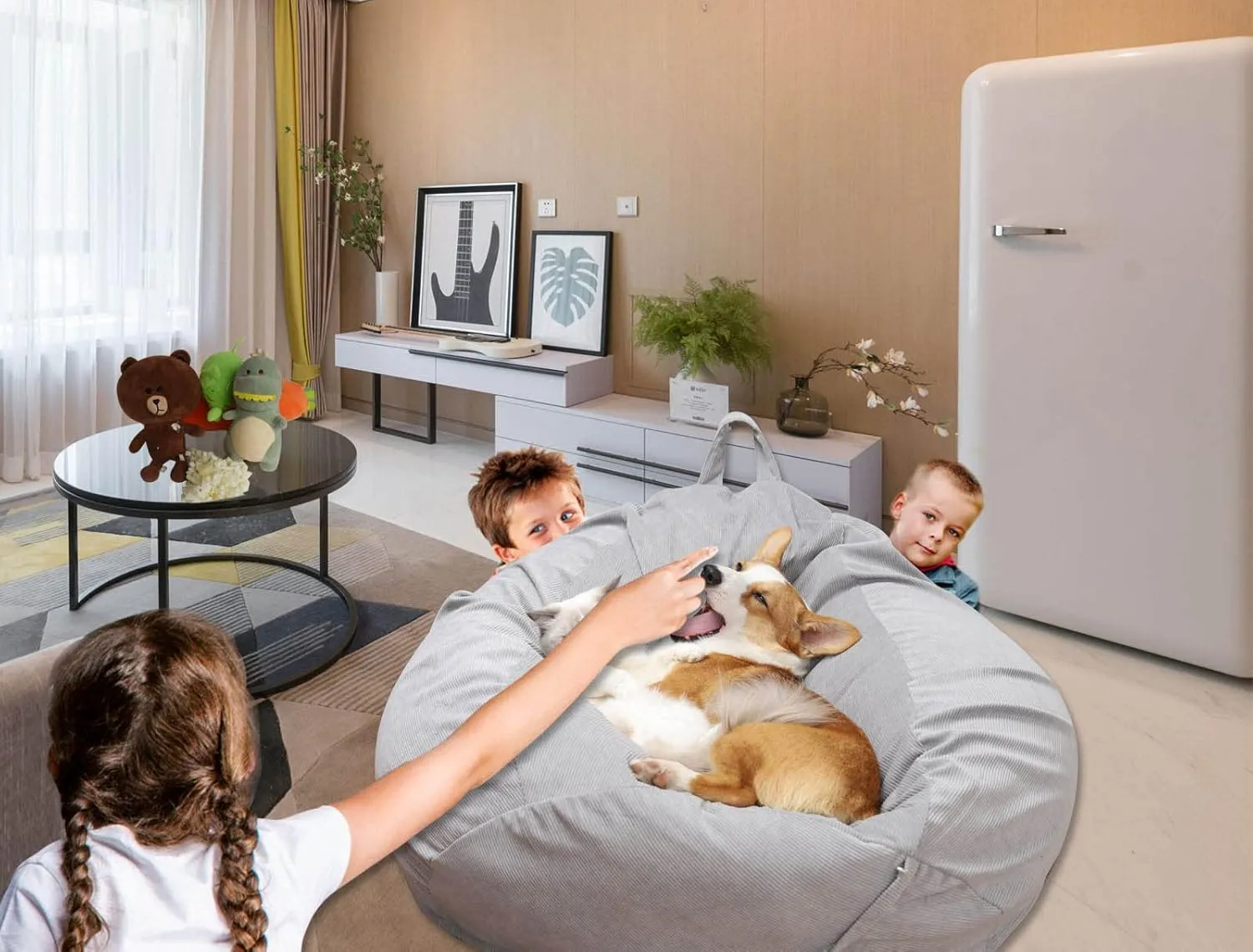 Bean Bag Chair Cover (No Filler) Stuffed Animal Storage Bean Bag Cover Pets Dogs/Cats Lazy Beds. Washable Ultra Soft Corduroy Stuffed for Organizing Plush Toys or Textile, Sack Bean Bag