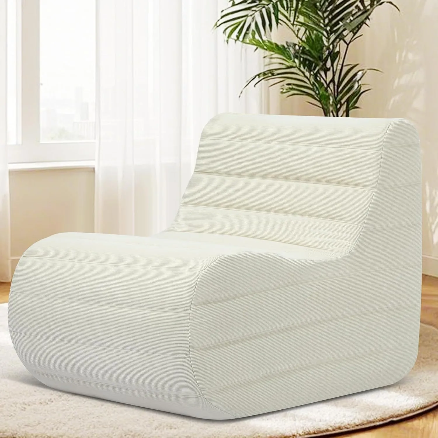 Bean Bag Chair, Fireside Bean Bags Lazy Sofa Sack, Big Beanbag Chair Floor Couch, Memory Foam Lounge Chair for Bedroom, Living Room, Office and Home, White