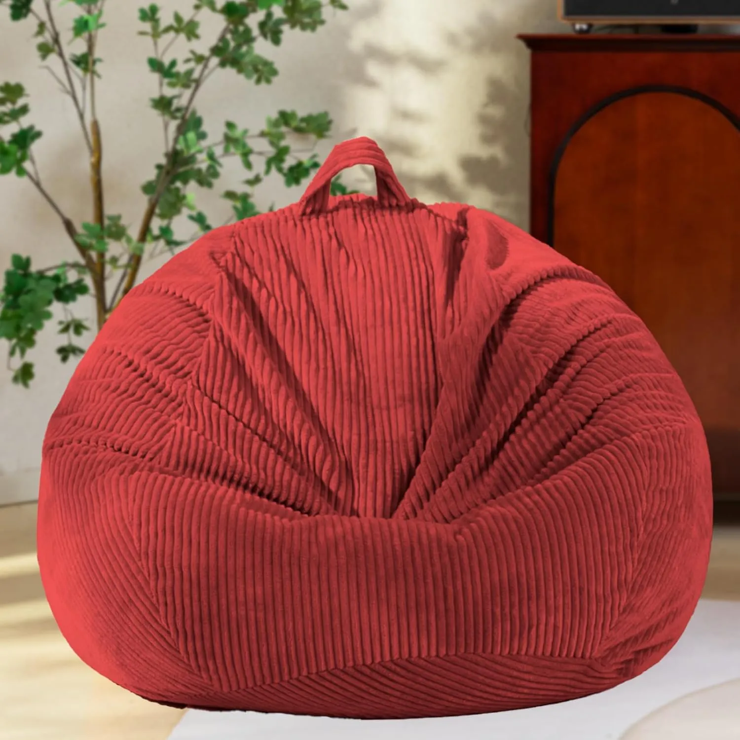 Bean Bag Chairs Cover - No Filler, Storage for Stuffed Animals & Plush Toys - Kids, Adults & Teens - Red, Small (32 * 28 in) Bean Bags