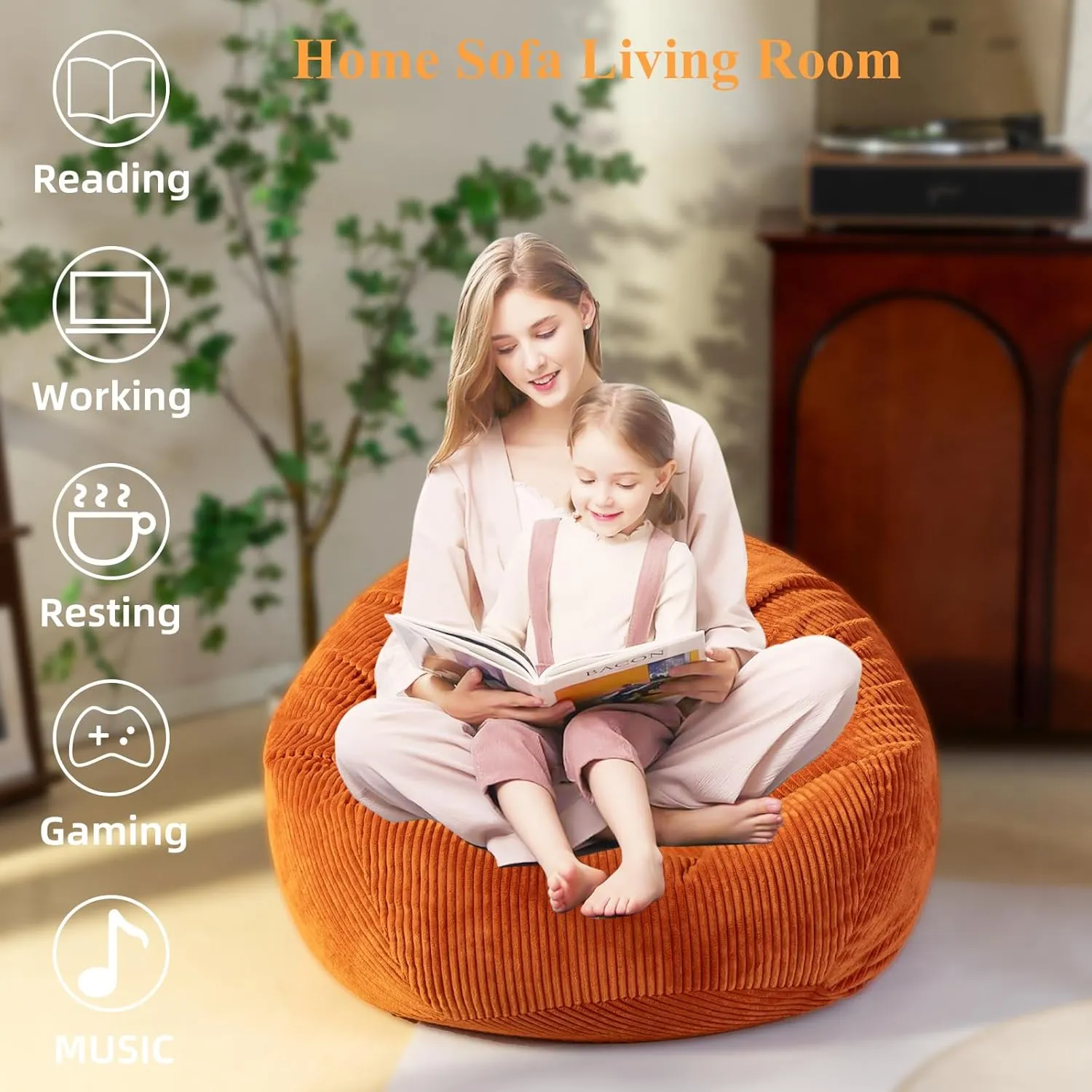 Bean Bag Chairs Cover - No Filler, Storage for Stuffed Animals & Plush Toys - Kids, Adults & Teens - Red, Small (32 * 28 in) Bean Bags