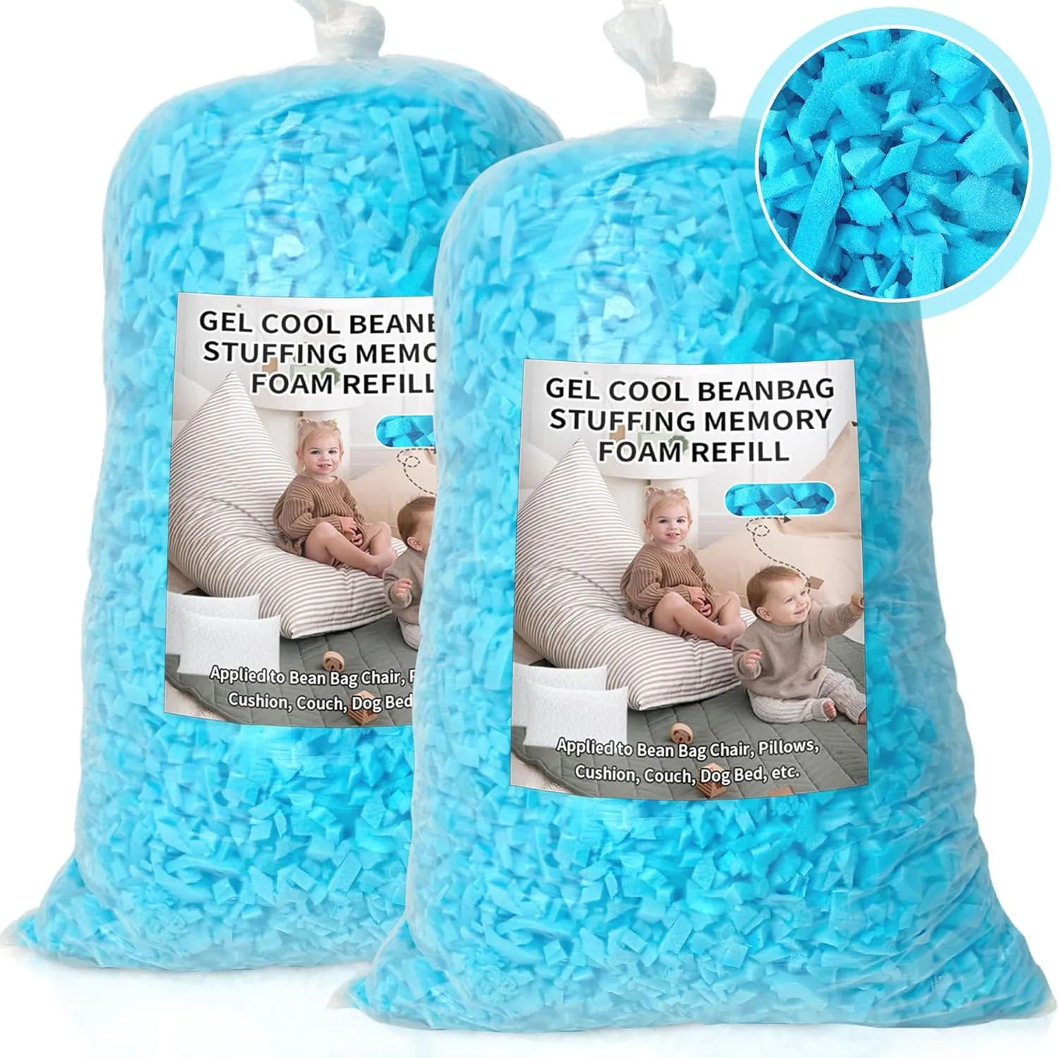 Bean Bag Filler, 10lbs Shredded Memory Foam Filling, Soft Pillow Stuffing Bean Bag Refill Foam for Couch, Cushion, Stuffed Animals, Dog Bed, Arts Crafts