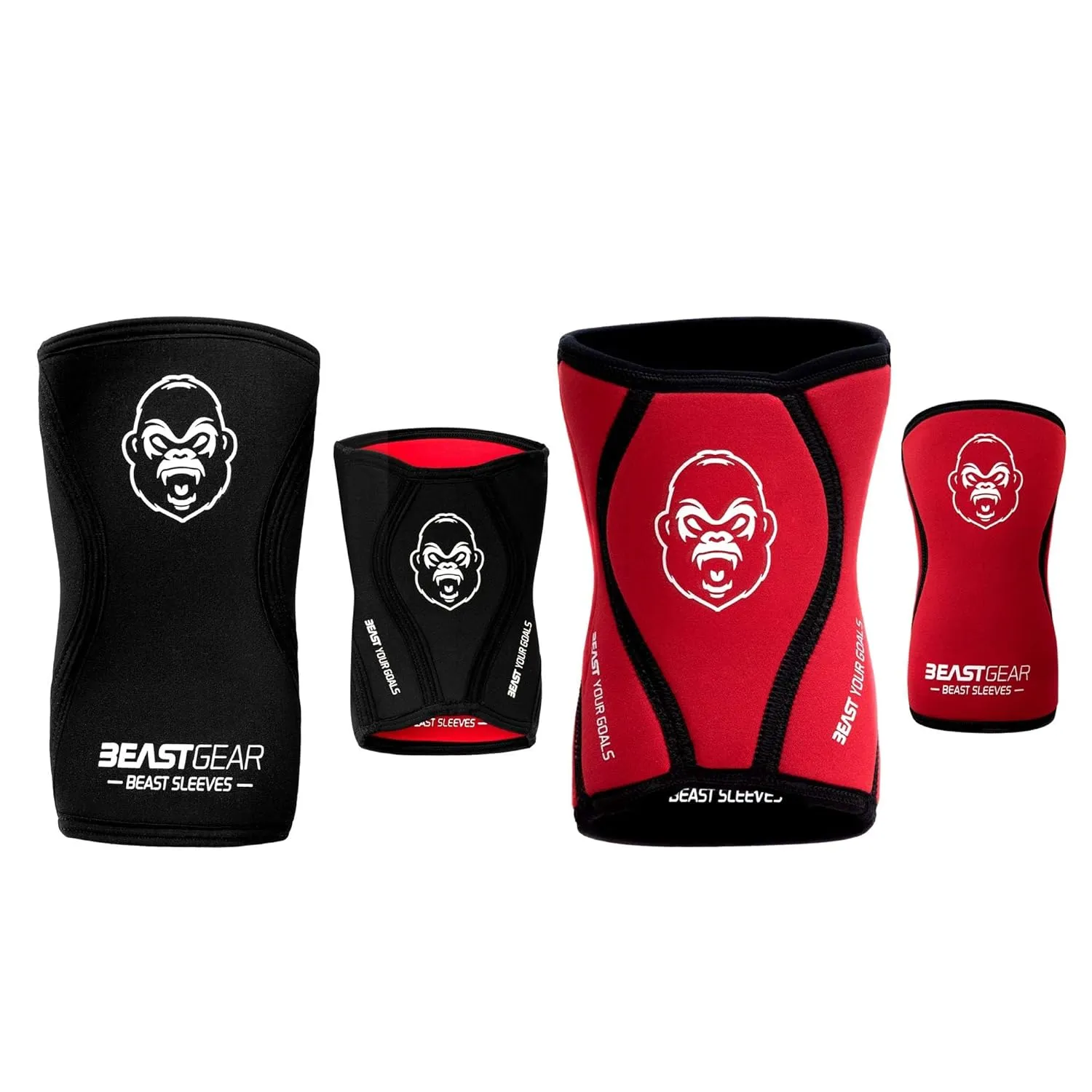 Beast Gear Knee Sleeves for Weightlifting - 5mm Reversible Neoprene Compression Sleeve Pack for Powerlifting, Squats & Running, medium