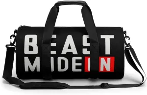 Beast Mode On Printed Cylindrical Gym Bag with Shoulder Strap Tote Duffel Bags for Travel Basketball Gymnasium