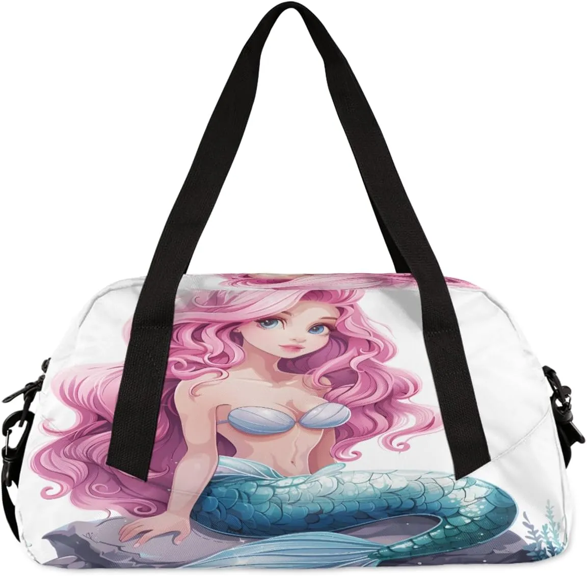 Beautiful Mermaid Kids Duffle Bag Boys Girls Small Sport Dance Gym Bag for Overnight Travel Weekender Carry On