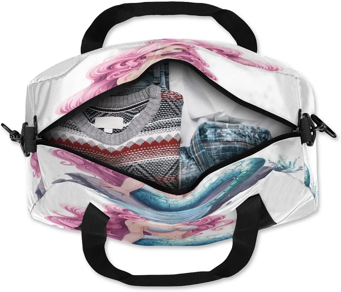 Beautiful Mermaid Kids Duffle Bag Boys Girls Small Sport Dance Gym Bag for Overnight Travel Weekender Carry On