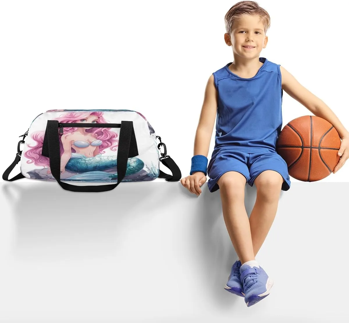 Beautiful Mermaid Kids Duffle Bag Boys Girls Small Sport Dance Gym Bag for Overnight Travel Weekender Carry On