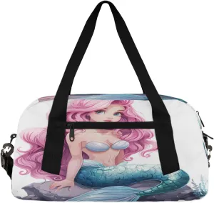Beautiful Mermaid Kids Duffle Bag Boys Girls Small Sport Dance Gym Bag for Overnight Travel Weekender Carry On