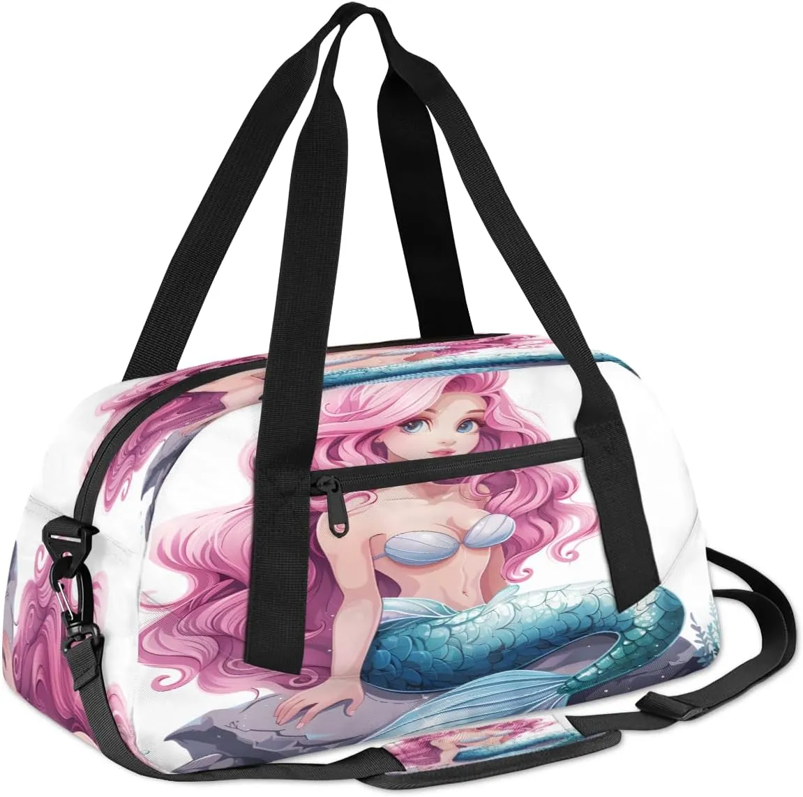 Beautiful Mermaid Kids Duffle Bag Boys Girls Small Sport Dance Gym Bag for Overnight Travel Weekender Carry On
