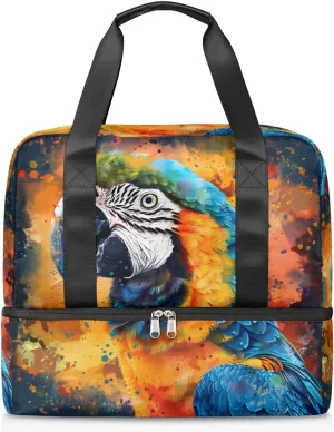 Beautiful Parrot Travel Duffel Bag Dry Wet Separated Sports Tote Travel Duffle Bag Gym Workout Bag Women Travel Duffel Bag for Women, Travel, Gym, Work