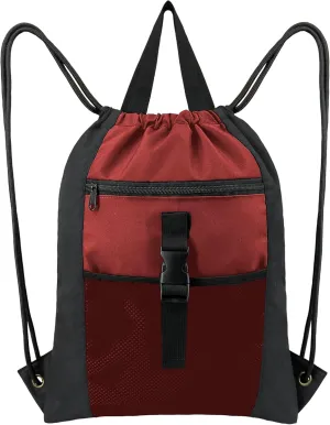 BeeGreen Drawstring Backpack Sports Gym Bag With Shoe Compartment and Two Water Bottle Holder …