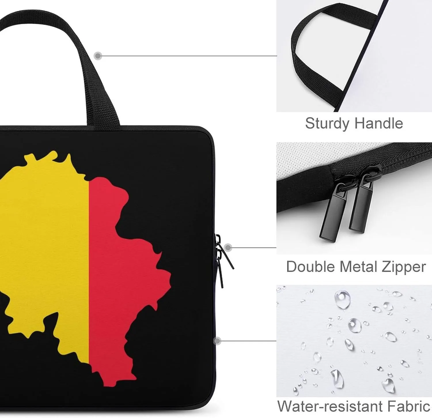 Belgian Map Flag Laptop Bag Lightweight Computer Bag Laptop Carrying Case Handbag for Work Business