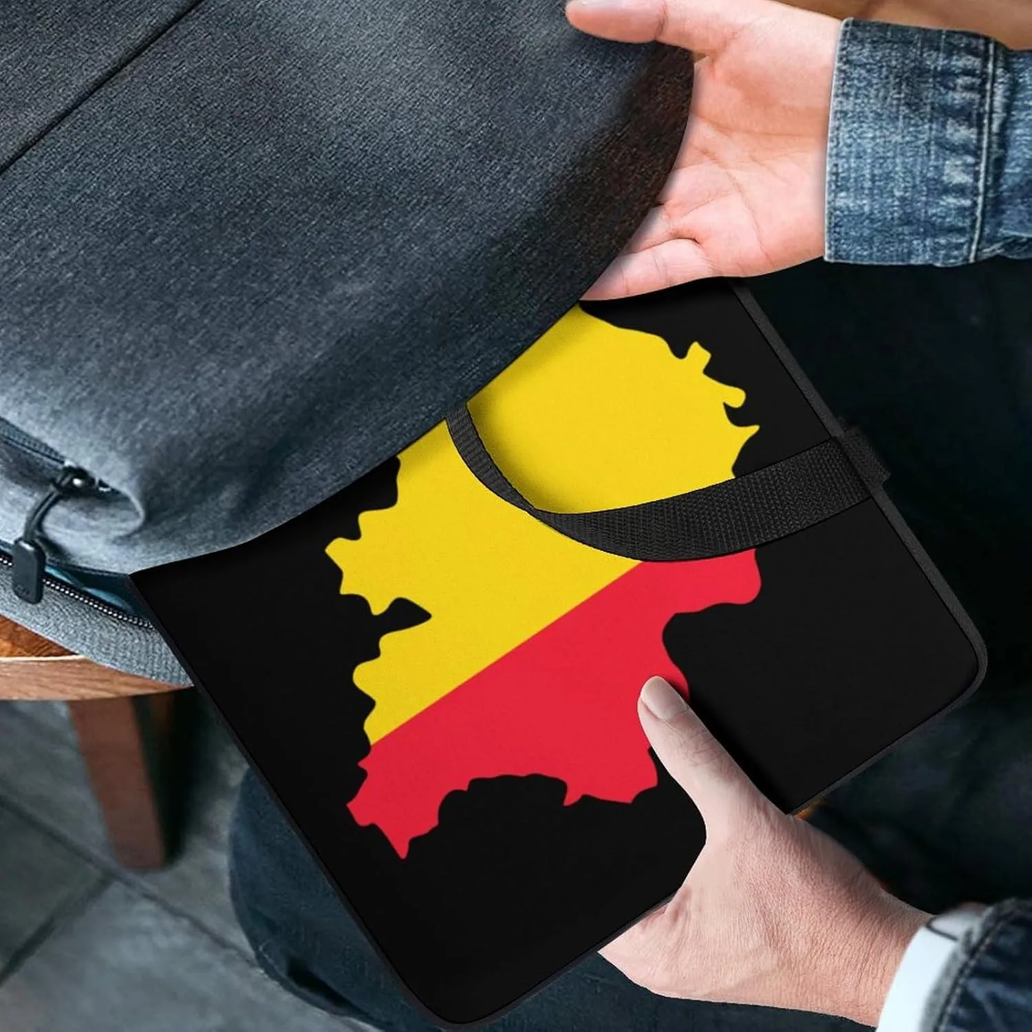 Belgian Map Flag Laptop Bag Lightweight Computer Bag Laptop Carrying Case Handbag for Work Business