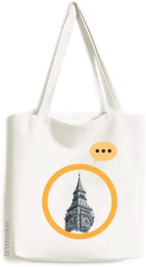 Bell Tower Landmark Sketch Expression Gift Sack Canvas Tote Shoulder Bag
