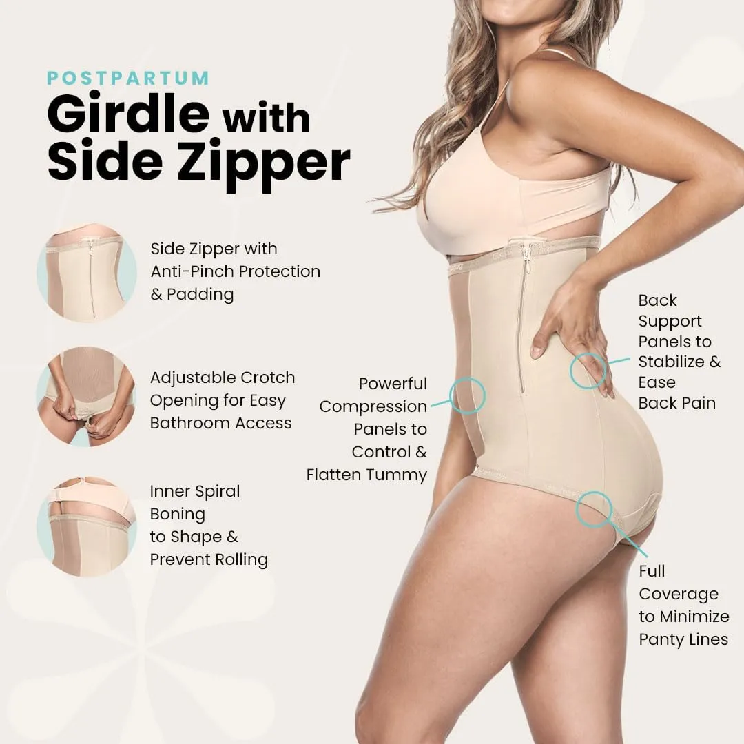Bellefit Girdle with Side Zipper Natural Birth Compression Garment, Postpartum Essentials