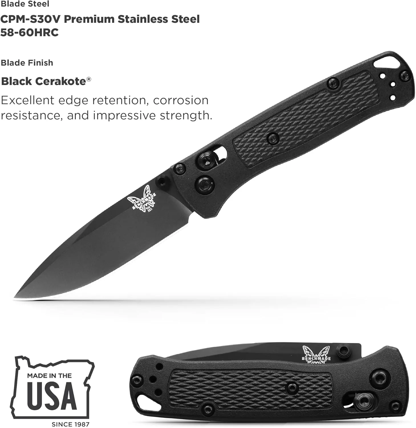 Benchmade - Mini Bugout 533 Folding Knife with Black Carbon Fiber Elite Handle (533BK-2)