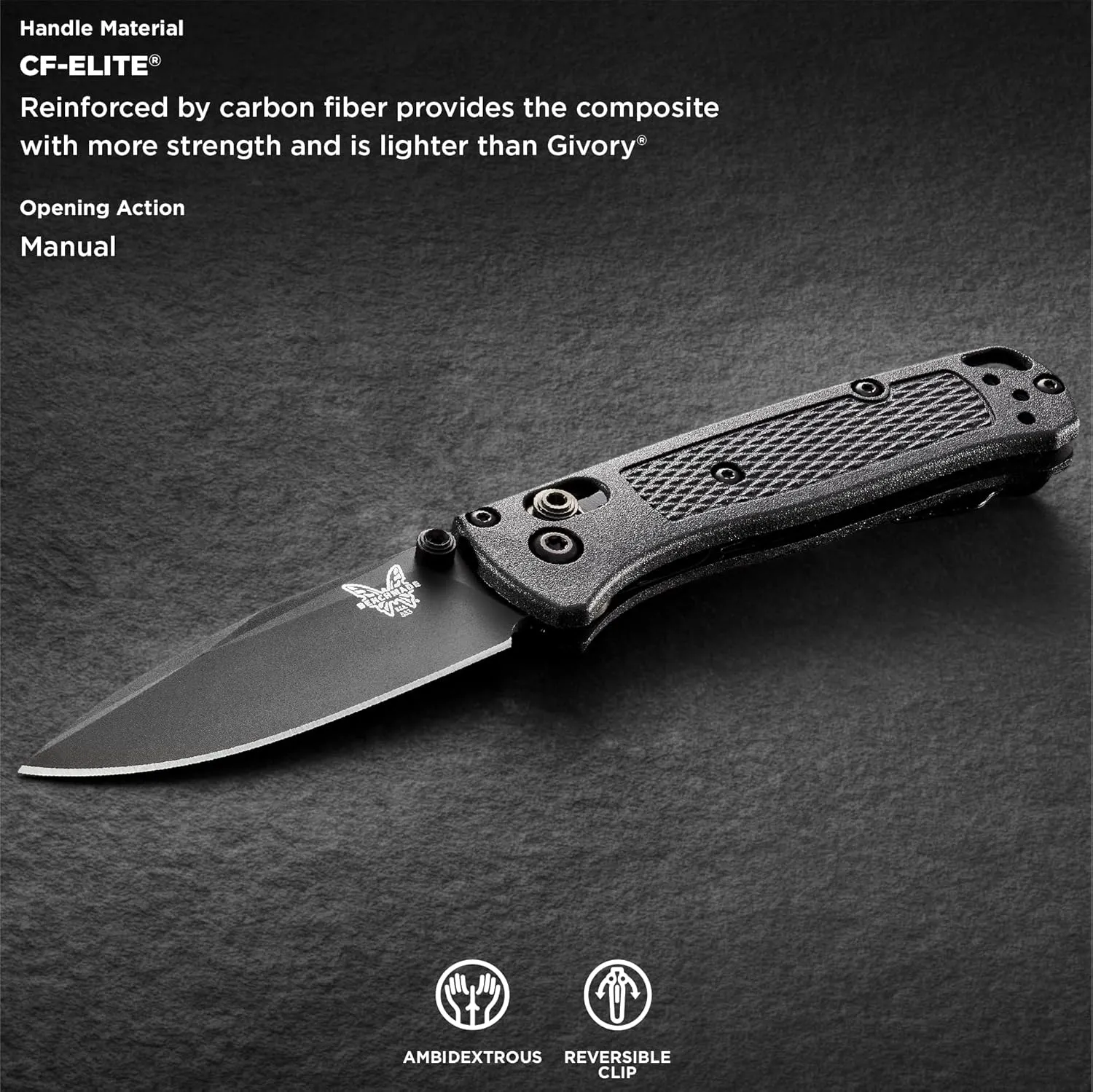 Benchmade - Mini Bugout 533 Folding Knife with Black Carbon Fiber Elite Handle (533BK-2)
