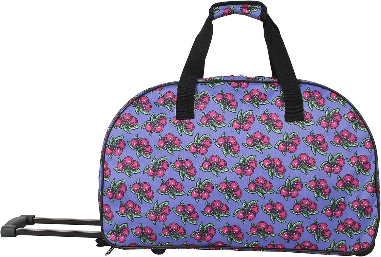 Betsey Johnson Designer Carry On Luggage Collection - Lightweight Pattern 22 Inch Duffel Bag- Weekender Overnight Business Travel Suitcase with 2- Rolling Spinner Wheels (Cherry Pie)