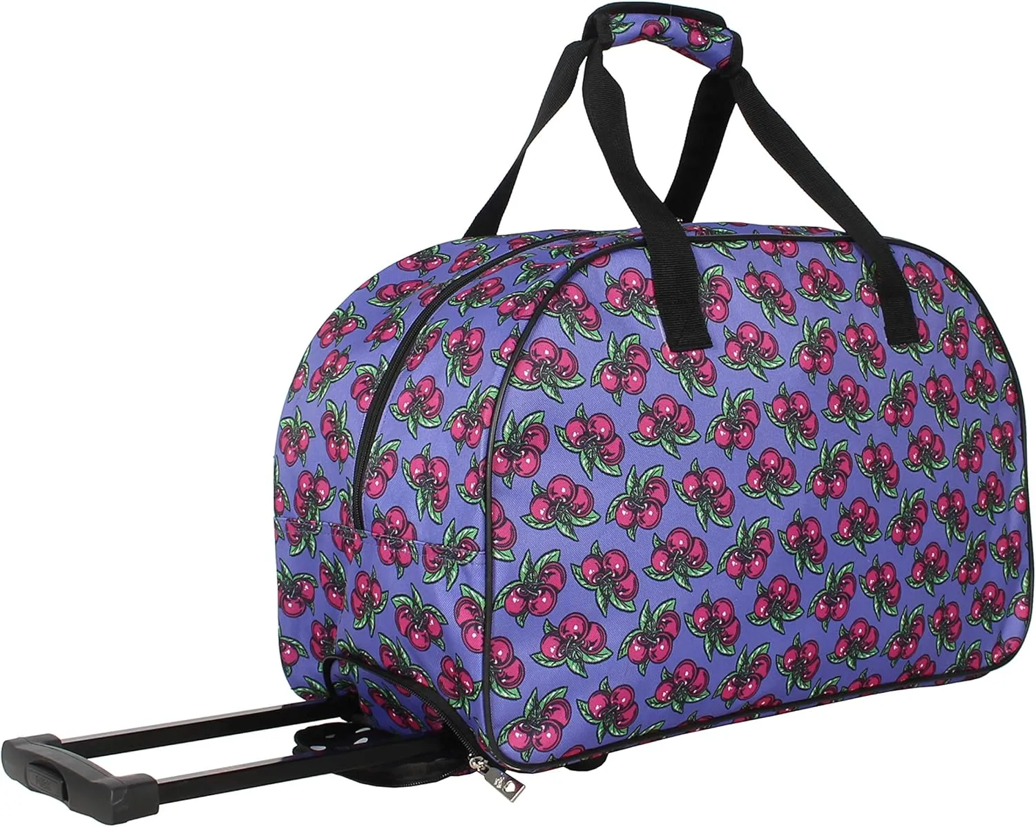 Betsey Johnson Designer Carry On Luggage Collection - Lightweight Pattern 22 Inch Duffel Bag- Weekender Overnight Business Travel Suitcase with 2- Rolling Spinner Wheels (Cherry Pie)