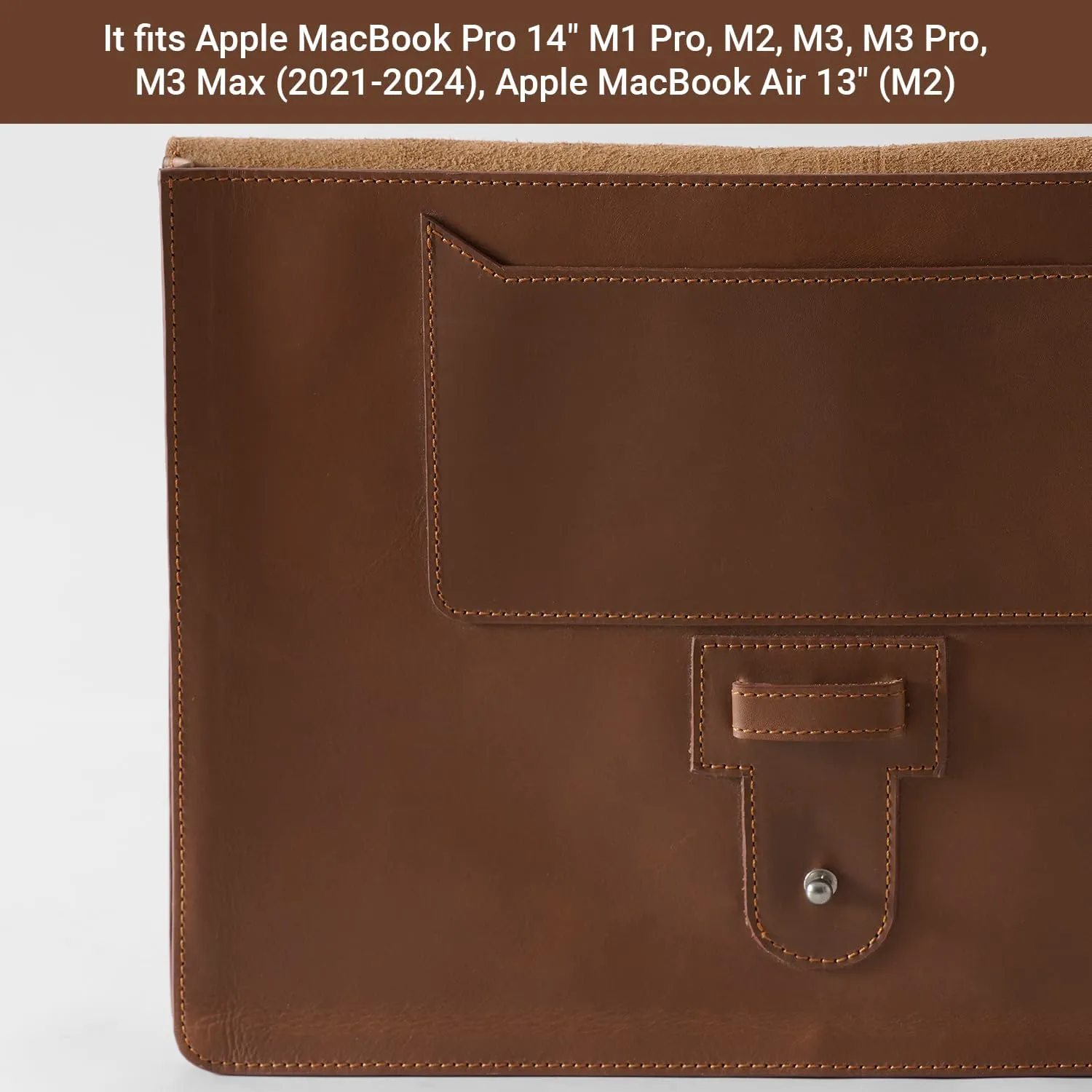 BEVEL & AWL 100% Full Grain Cow Leather Laptop Sleeve for 14 Inch Pro & Air Models, Tan, Unisex-Adults, Apple Laptop Owners, Tech Enthusiasts