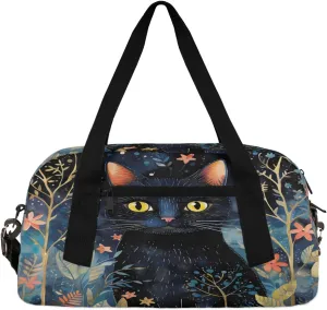 Black Cat At Night Kids Duffle Bag Boys Girls Small Sport Dance Gym Bag for Overnight Travel Weekender Carry On