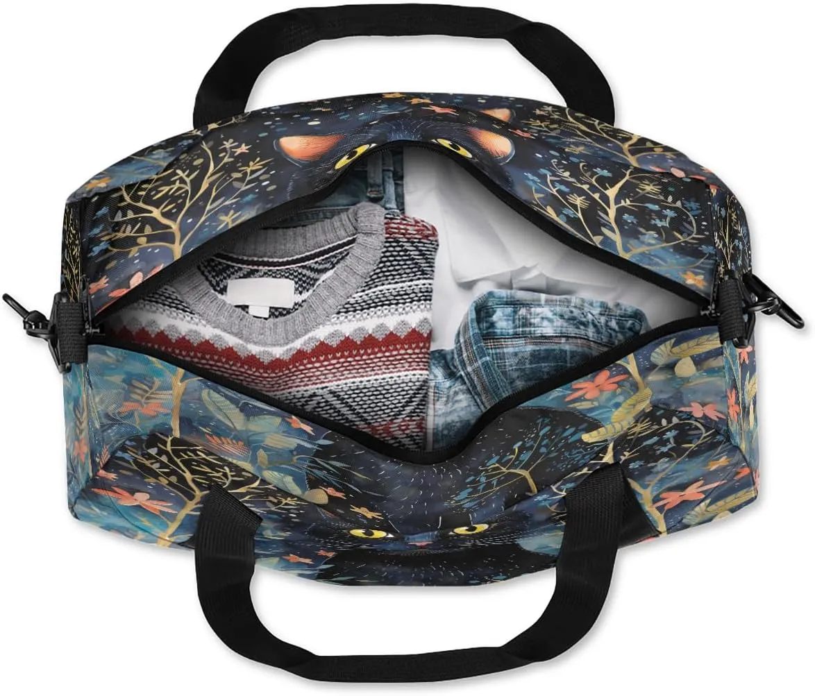 Black Cat At Night Kids Duffle Bag Boys Girls Small Sport Dance Gym Bag for Overnight Travel Weekender Carry On