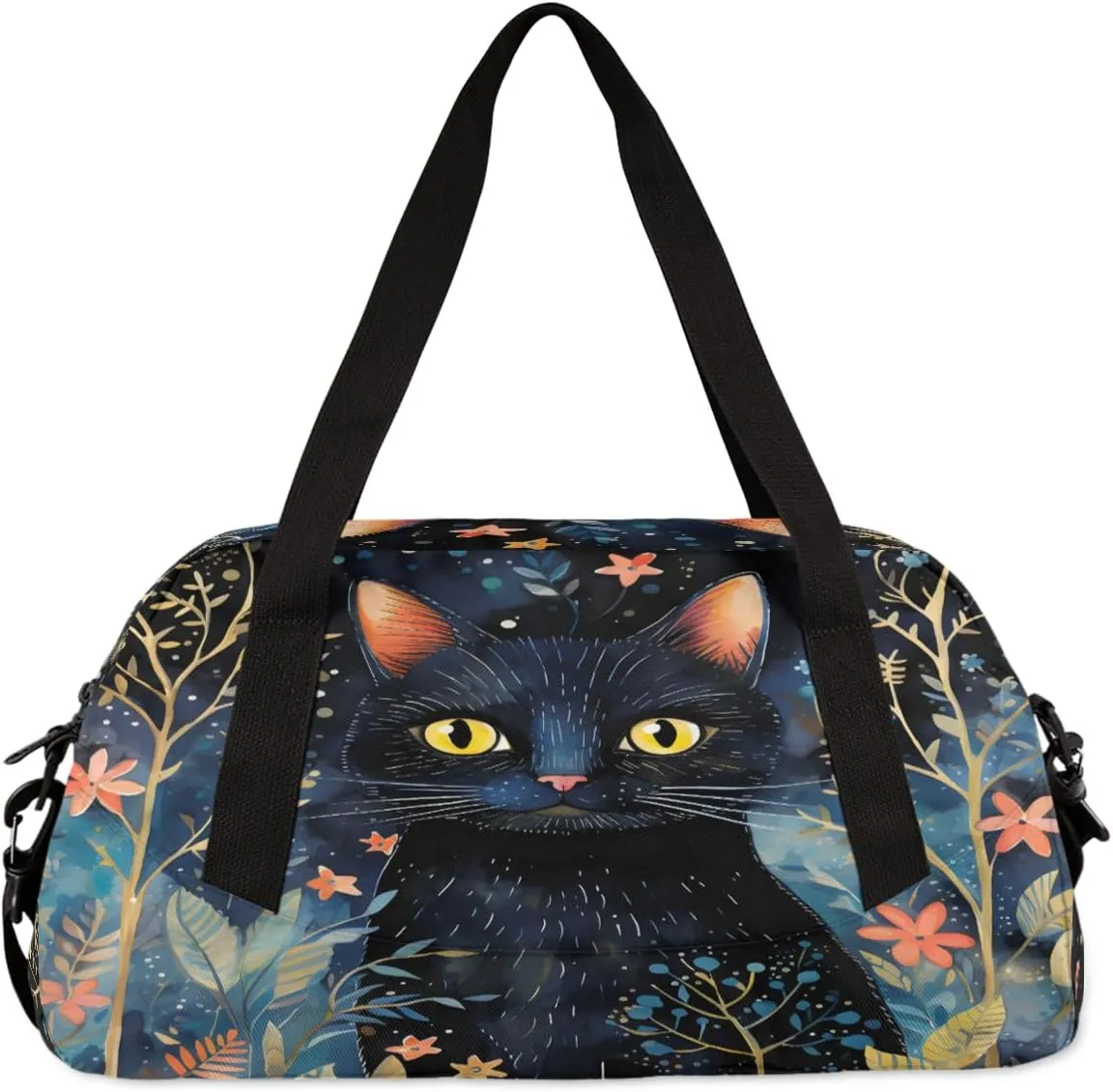 Black Cat At Night Kids Duffle Bag Boys Girls Small Sport Dance Gym Bag for Overnight Travel Weekender Carry On