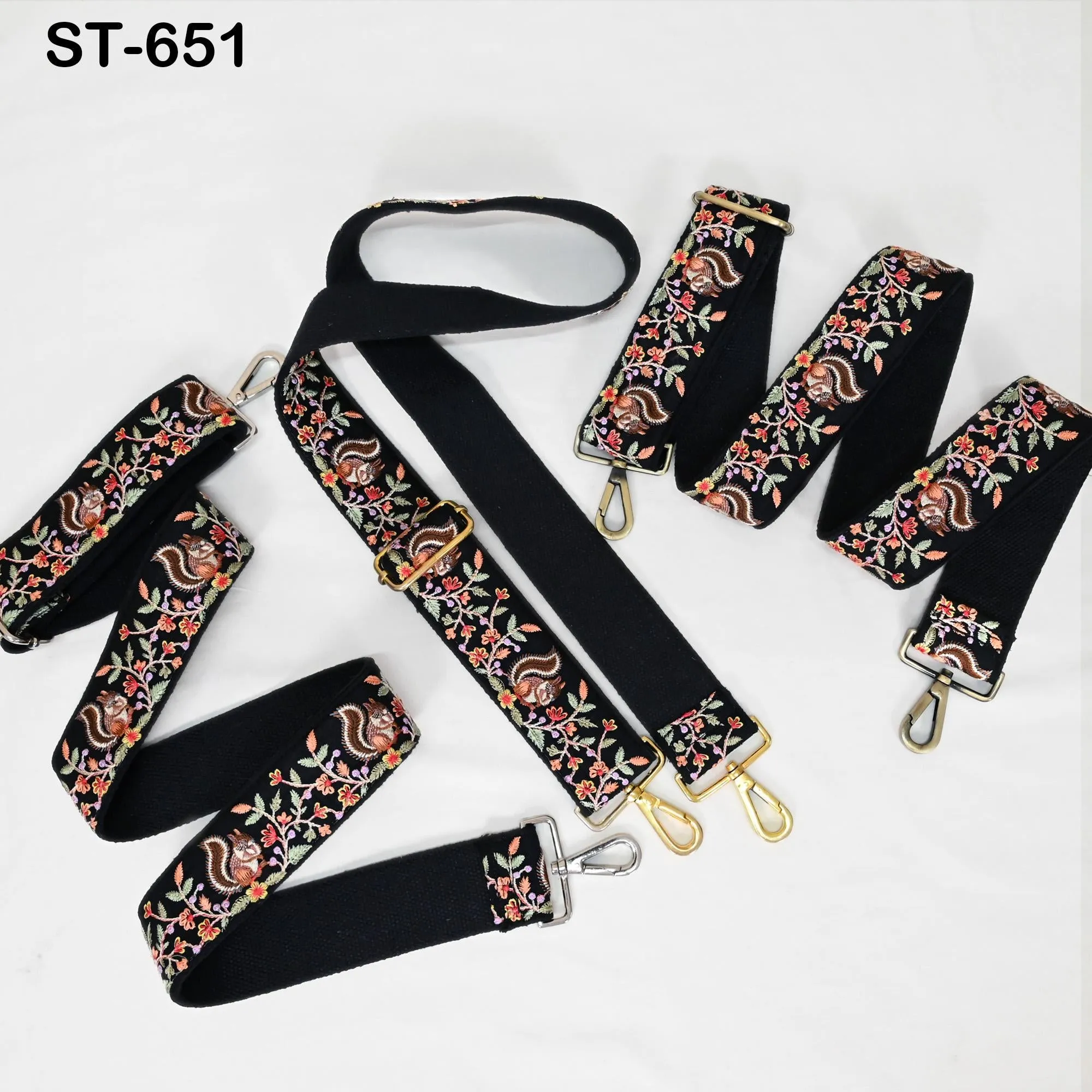 Black Embroidery Replacement Purse Strap Crossbody Strap for Purses Floral Embroidered Bag Strap Boho Guitar Strap Handbag Strap Gift Mom