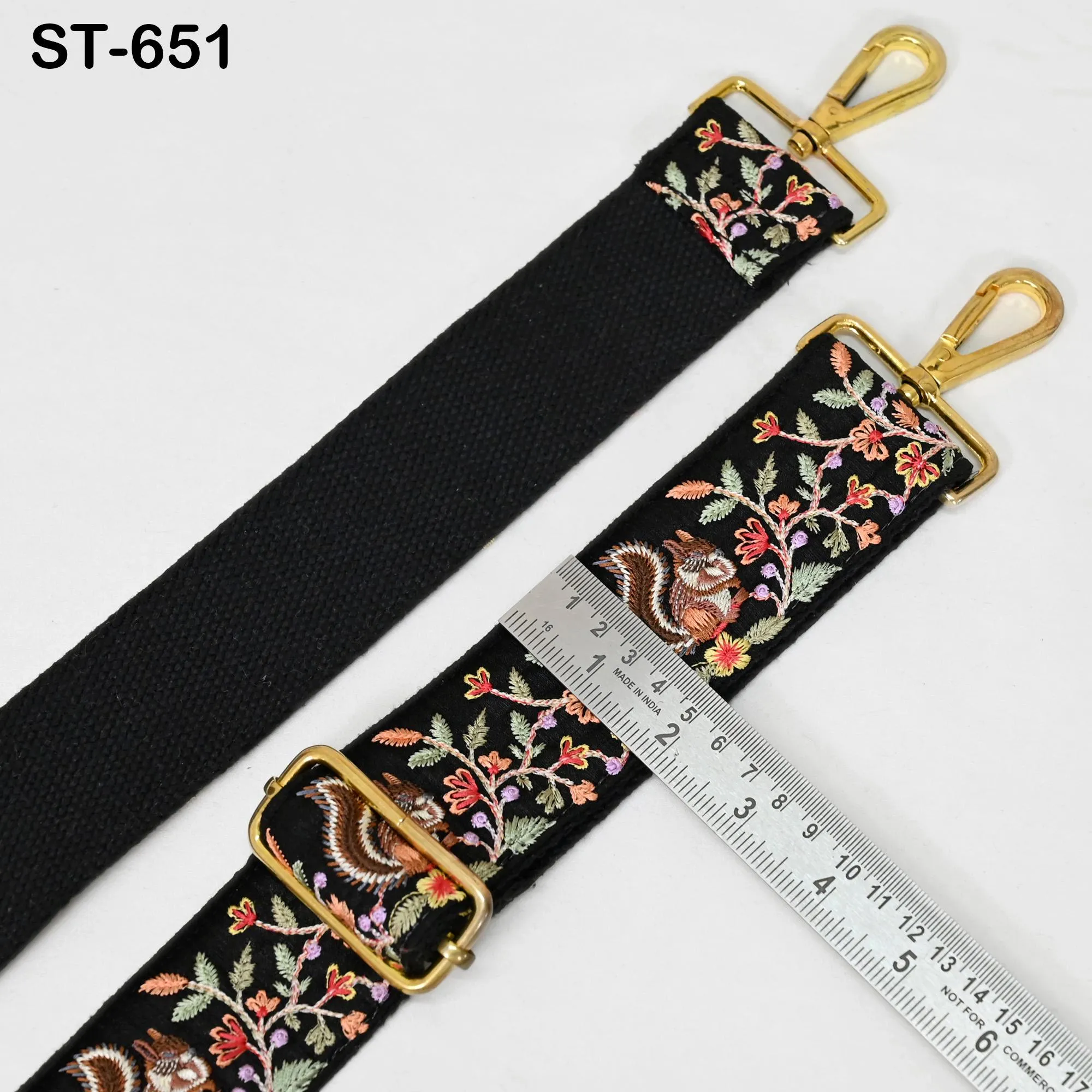 Black Embroidery Replacement Purse Strap Crossbody Strap for Purses Floral Embroidered Bag Strap Boho Guitar Strap Handbag Strap Gift Mom