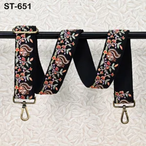 Black Embroidery Replacement Purse Strap Crossbody Strap for Purses Floral Embroidered Bag Strap Boho Guitar Strap Handbag Strap Gift Mom