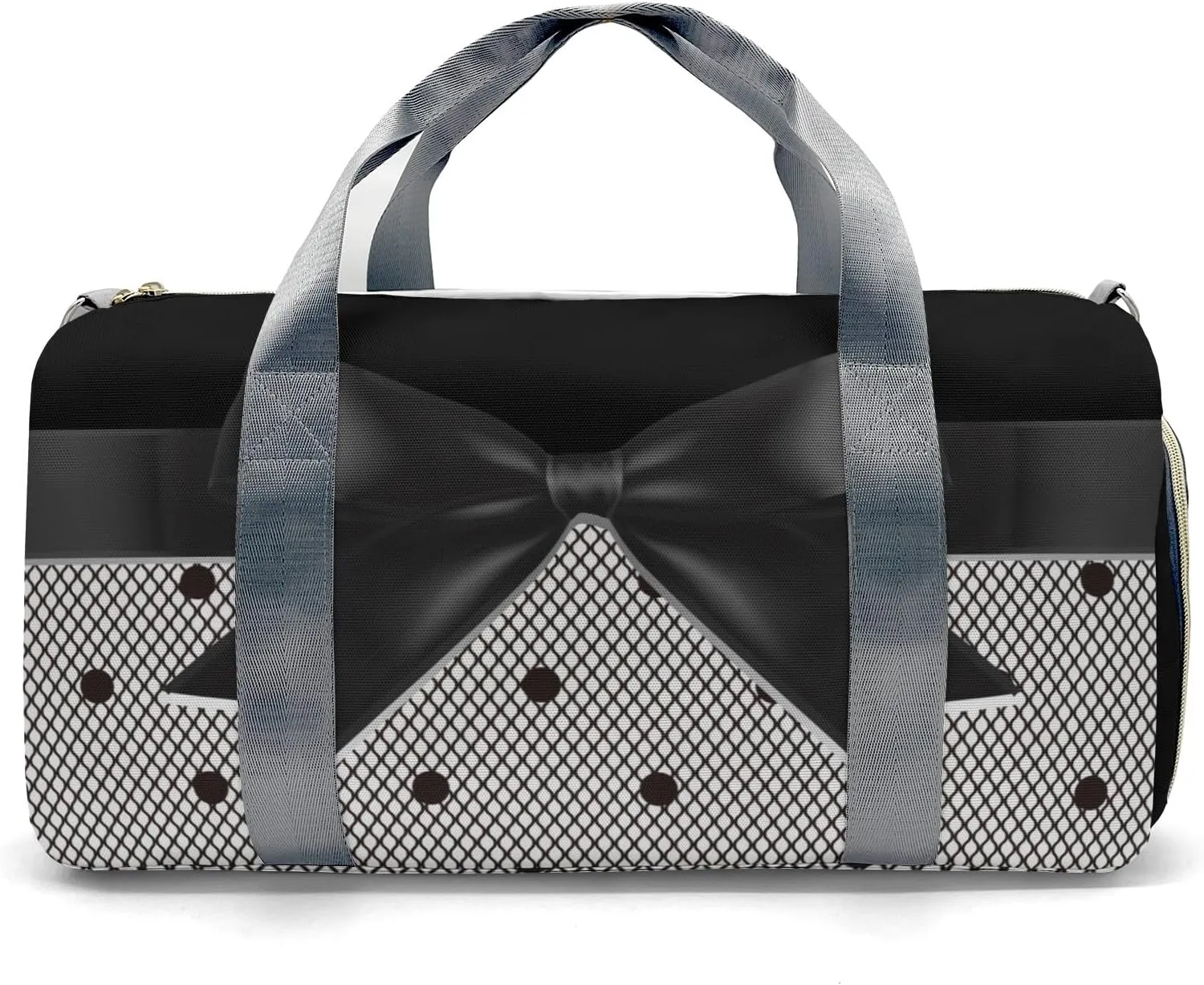 Black Lace Bow Personalized Duffel Bag,Custom Travel Gym Bag with Name,Waterproof Sports Overnight Bag with Shoe Compartment & Shoulder Strap