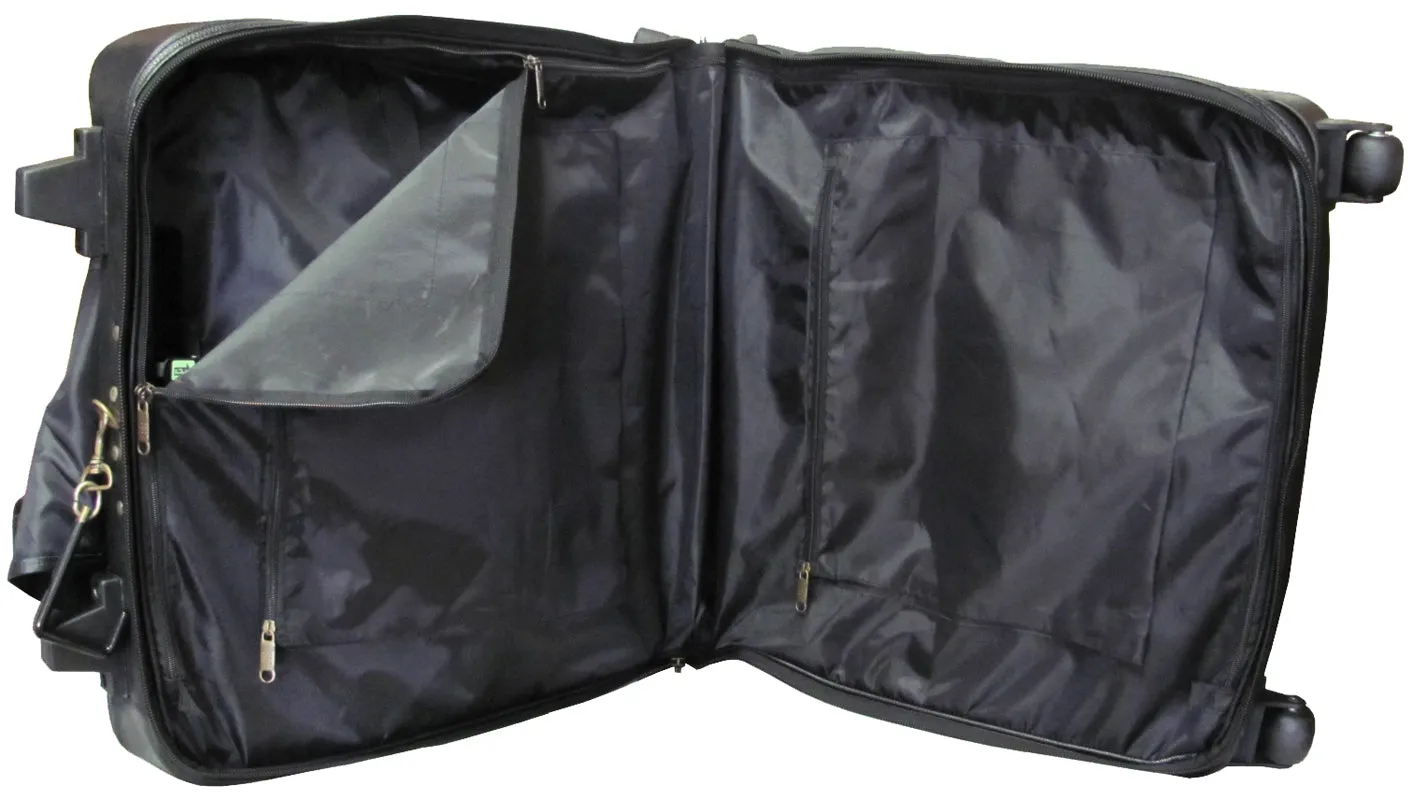 Black Wheeled Leather Garment Bag (#2482-0)