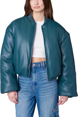 [BLANKNYC] womens Vegan Leather Cropped Bomber