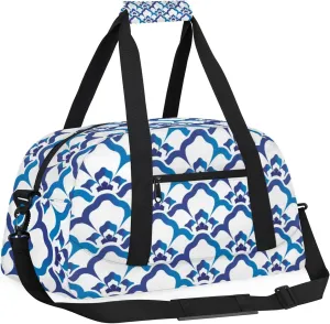 Blue Boho Retro Floral 18 inch Small Gym Bag for Women and Men, Lightweight Carry On Weekender Bag Mini Duffel Bag for Travel Sports Workout