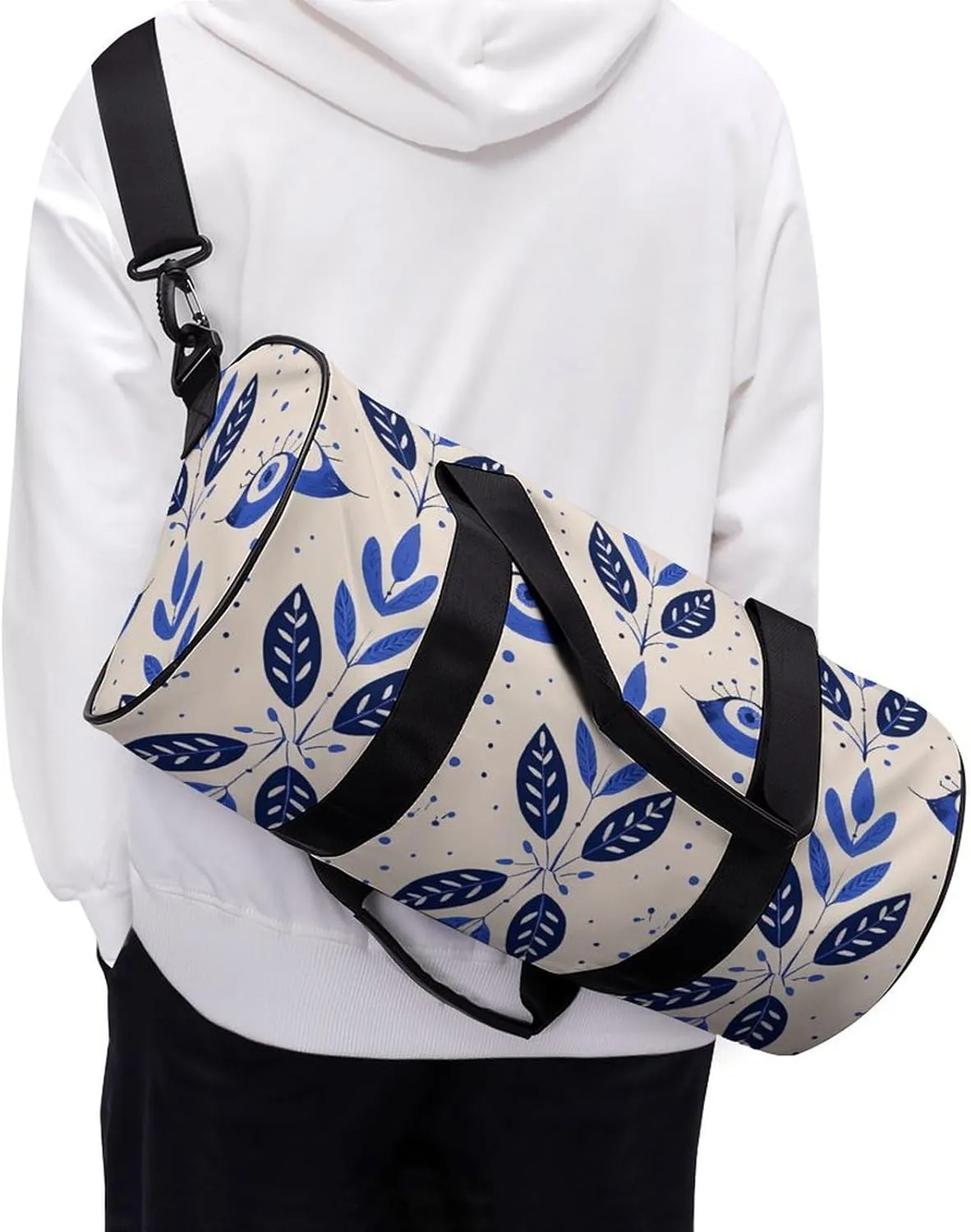 Blue Eye Pattern Gym Bag Small Travel Duffle Bag with Compartment Carry On Weekender Bag for Women Men