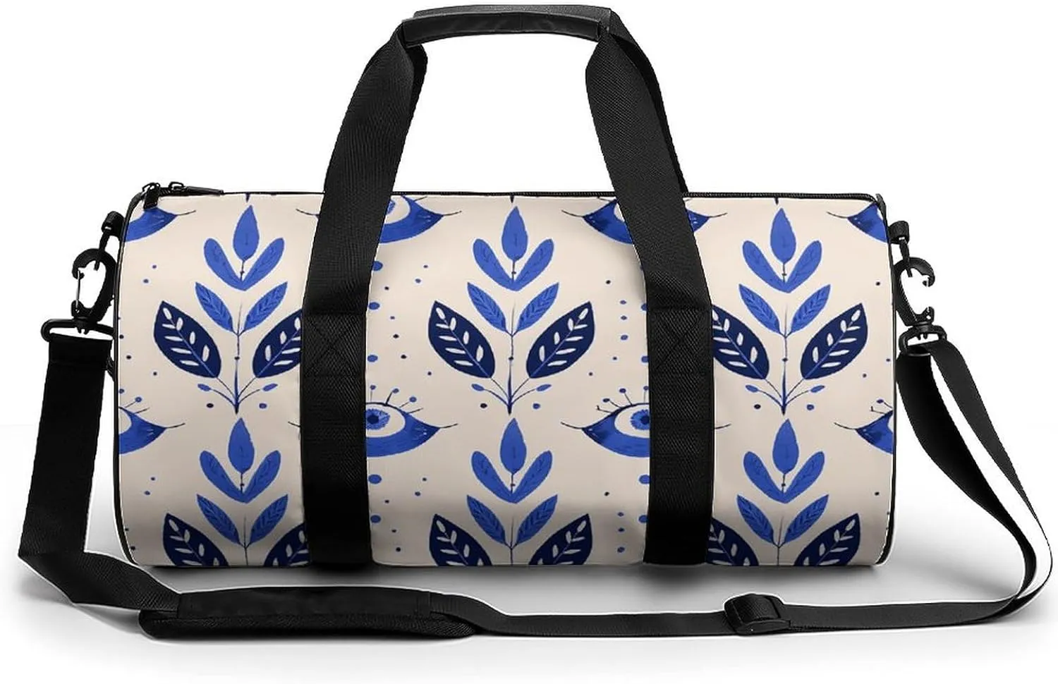 Blue Eye Pattern Gym Bag Small Travel Duffle Bag with Compartment Carry On Weekender Bag for Women Men