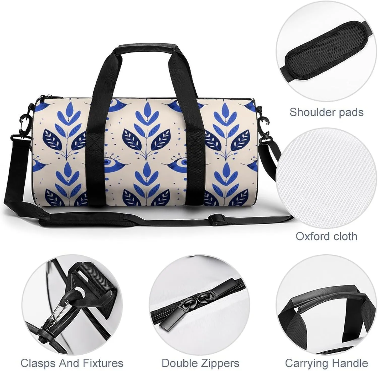 Blue Eye Pattern Gym Bag Small Travel Duffle Bag with Compartment Carry On Weekender Bag for Women Men
