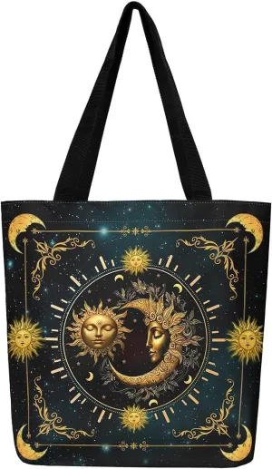 Boho Floral Canvas Tote Bag for Women,Aztec Dahlia Large Shoulder Bag,Watercolor Flowers Reusable Cloth Cotton Bags