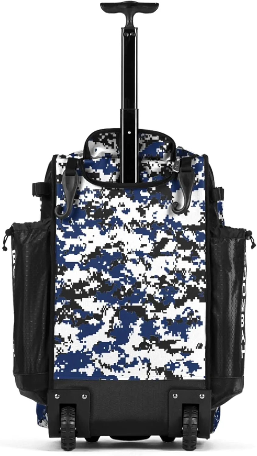 Boombah Rolling Catchers Superpack Baseball/Softball Gear Bag Digital Camo - 23-1/2" x 13-1/2" x 9-1/2" - Multiple Colors - Telescopic Handle and Holds 4 Bats - Wheeled Version