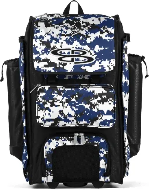 Boombah Rolling Catchers Superpack Baseball/Softball Gear Bag Digital Camo - 23-1/2" x 13-1/2" x 9-1/2" - Multiple Colors - Telescopic Handle and Holds 4 Bats - Wheeled Version