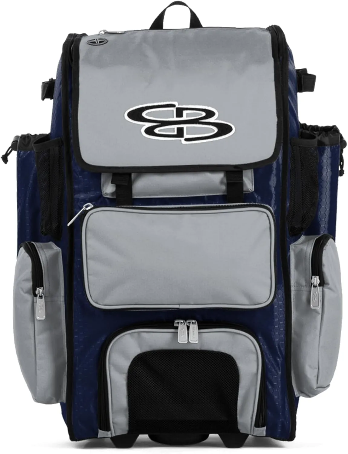 Boombah Rolling Superpack Baseball/Softball Gear Bag - 23-1/2" x 13-1/2" x 9-1/2" - Multiple Colors - Telescopic Handle and Holds 4 Bats - Wheeled Version