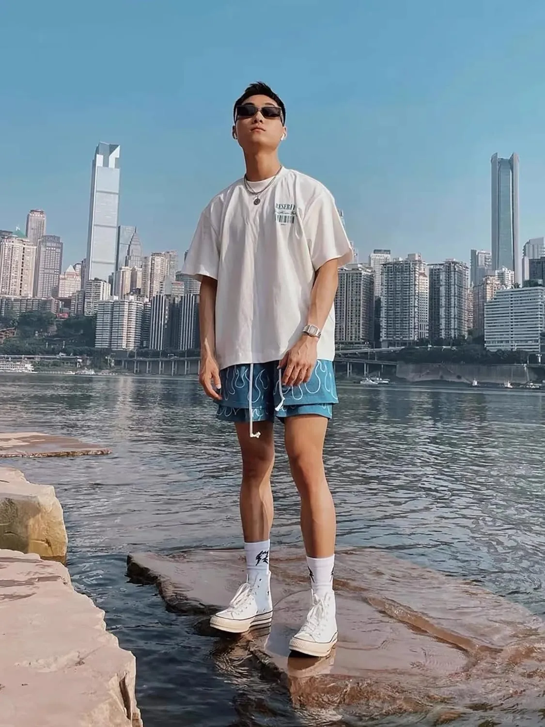 BOOMLEMON Men's Basketball Shorts Gym Workout Athletic Running Shorts Mesh Graphic Print Casual Short Pants