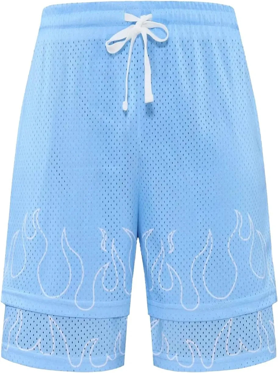 BOOMLEMON Men's Basketball Shorts Gym Workout Athletic Running Shorts Mesh Graphic Print Casual Short Pants