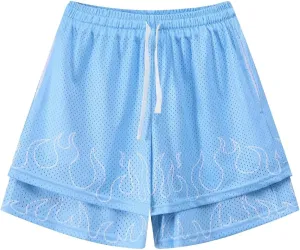 BOOMLEMON Men's Basketball Shorts Gym Workout Athletic Running Shorts Mesh Graphic Print Casual Short Pants