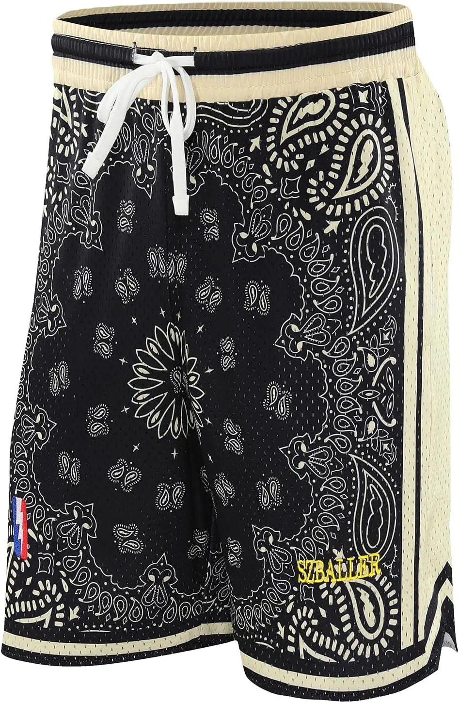 BOOMLEMON Men's Basketball Shorts Workout Athletic Paisley Shorts Mesh Print Running Short Pants