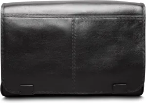 Bosca Dolce Mens Leather Laptop Bag - Full-Size Genuine Italian Leather Work Briefcase Bag for Men - Computer or Laptop/Tablet Pockets RFID-Blocking Pocket, Trolley Strap Black