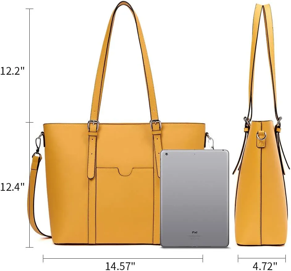BOSTANTEN Womens Leather Laptop Tote Office Shoulder Handbag Vintage Briefcase 15.6 inch Computer Work Purse