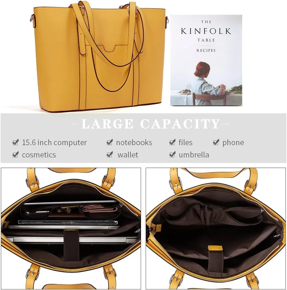 BOSTANTEN Womens Leather Laptop Tote Office Shoulder Handbag Vintage Briefcase 15.6 inch Computer Work Purse